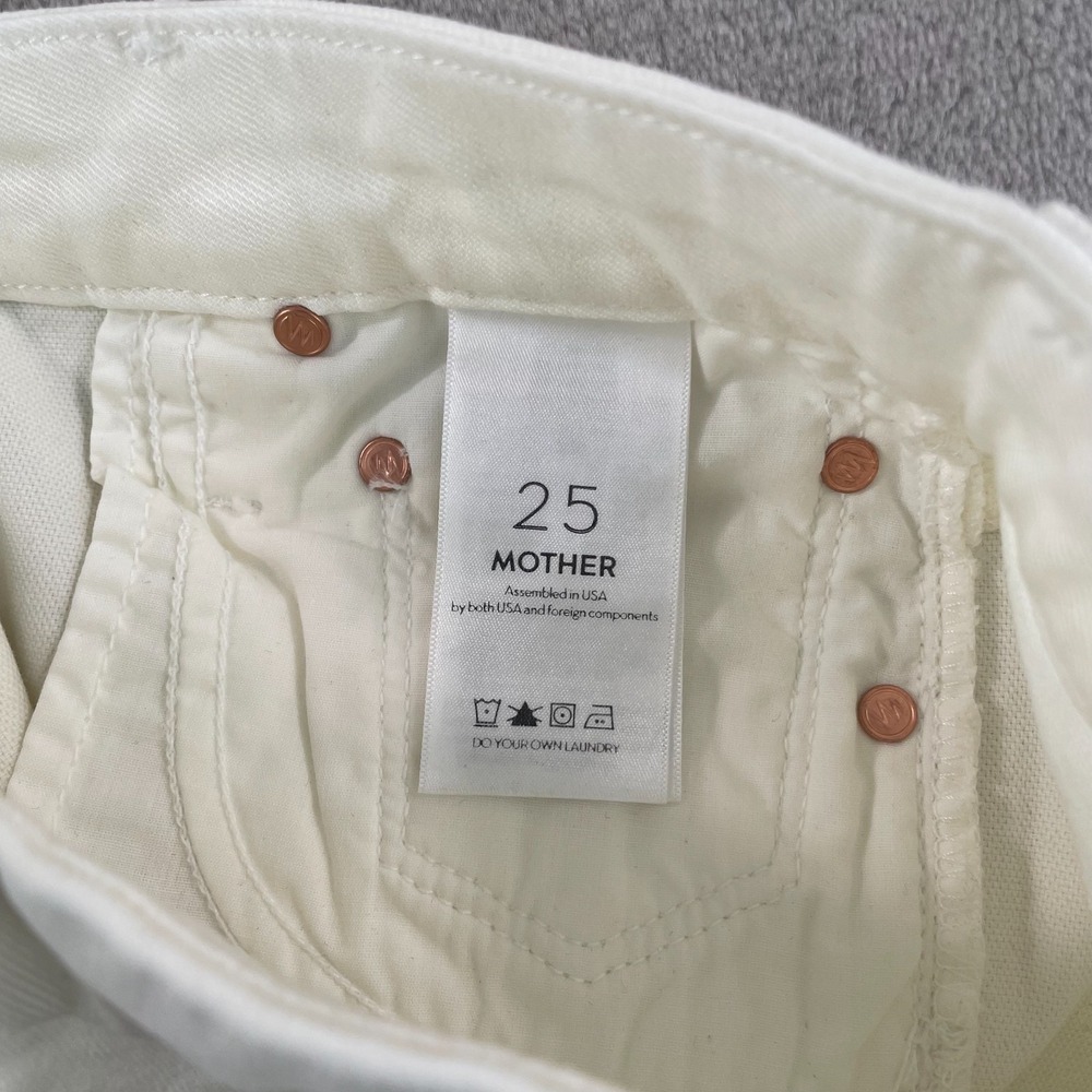 Mother The Looker Crop in Glass Slipper Jeans Women 25 White Slim Fit USA NWOT - Picture 3 of 14